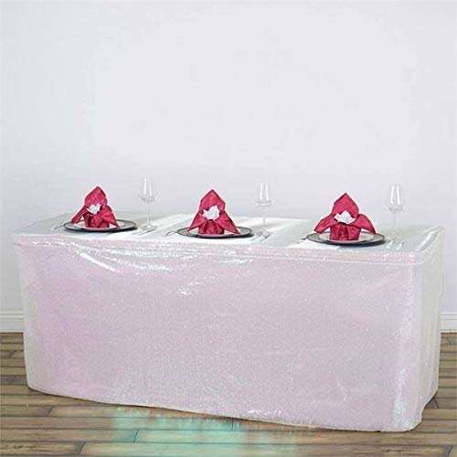 21 feet x 29-Inch White Sequin Banquet Table Skirt Linens Wedding Party Events Decorations Kitchen Dining Catering