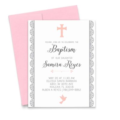 Baptism Invitations Elegant, Christening Invitations Girls, Personalized Baptism Invitation, Custom Christening Invitation, Baptism Invitations for Girls, Your choice of Quantity and Envelope Color