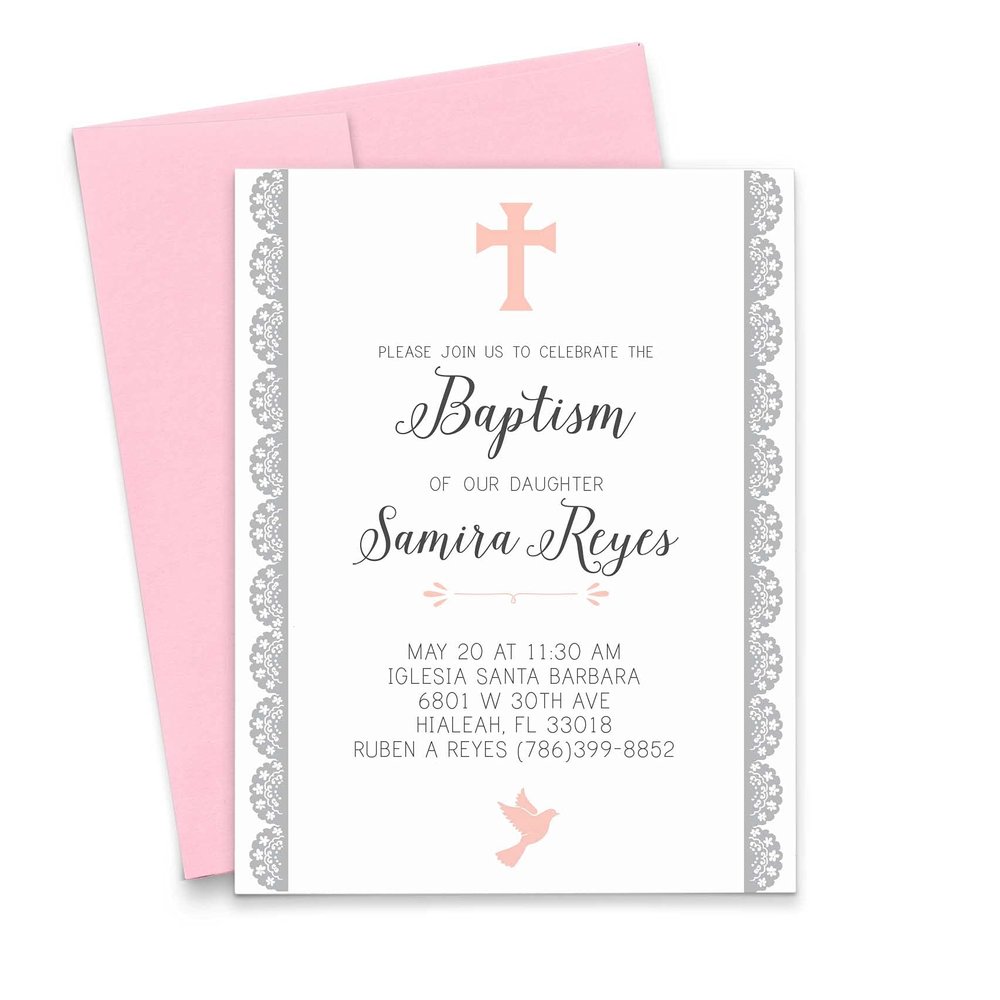 Baptism Invitations Elegant, Christening Invitations Girls, Personalized Baptism Invitation, Custom Christening Invitation, Baptism Invitations for Girls, Your choice of Quantity and Envelope Color