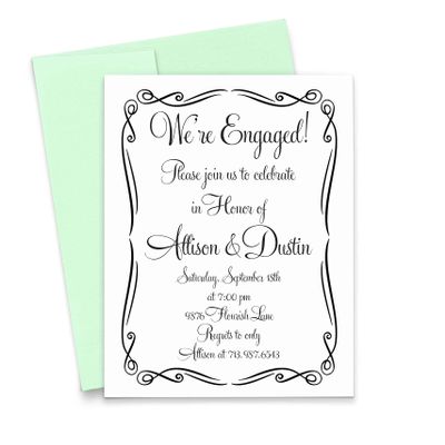 Modern Pink Paper Elegant Engagement Party Invitation, Engagement Announcements, Engagement Party Invitations, Your choice of Quantity and Envelope Color