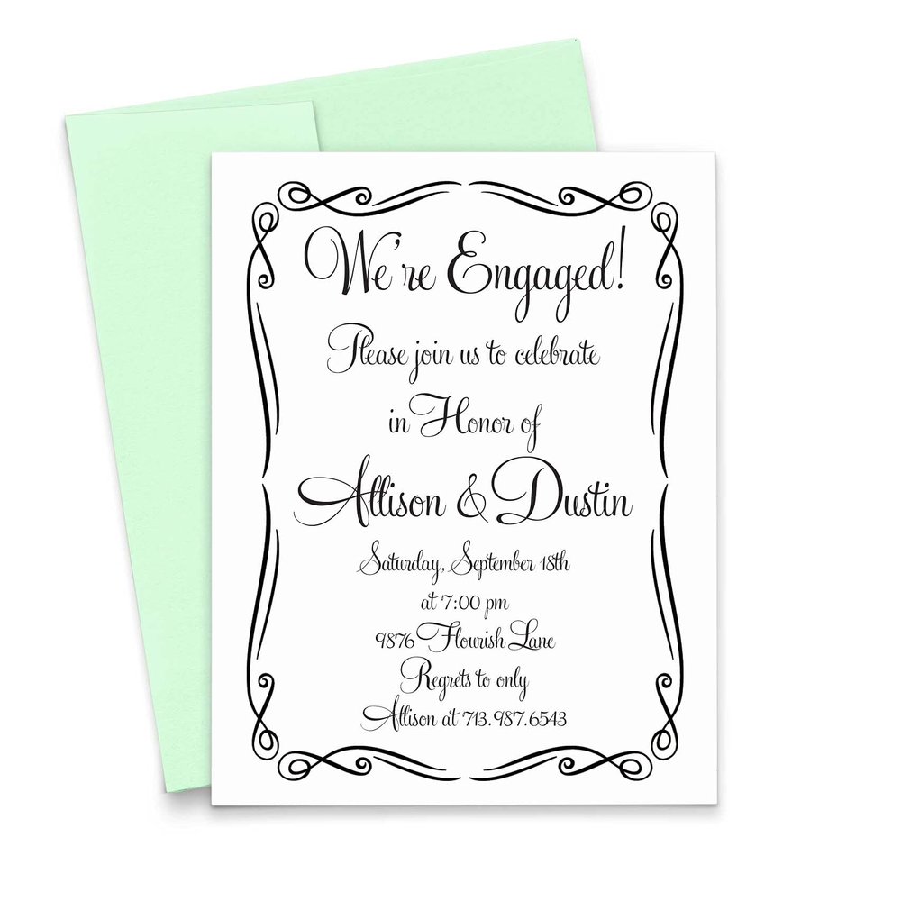 Modern Pink Paper Elegant Engagement Party Invitation, Engagement Announcements, Engagement Party Invitations, Your choice of Quantity and Envelope Color