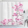 Ambesonne Japanese Shower Curtain, Pink Blossoms Butterflies Inspiration Growth Flourish Nature Theme Japanese Cherry Tree, Cloth Fabric Bathroom Decor Set with Hooks, 69" W x 70" L, Pink view 1
