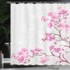 Ambesonne Japanese Shower Curtain, Pink Blossoms Butterflies Inspiration Growth Flourish Nature Theme Japanese Cherry Tree, Cloth Fabric Bathroom Decor Set with Hooks, 69" W x 70" L, Pink view 3