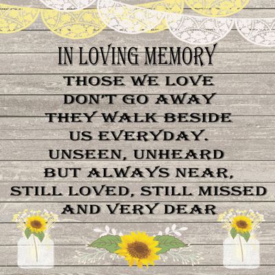 Wedding Table Sign - In Loving Memory Wedding Sign 8x10 Sunflowers and Mason Jar 8x10 ((Unframed))