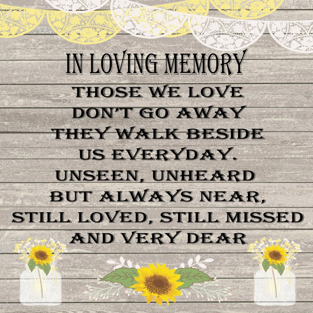Wedding Table Sign - In Loving Memory Wedding Sign 8x10 Sunflowers and Mason Jar 8x10 ((Unframed))