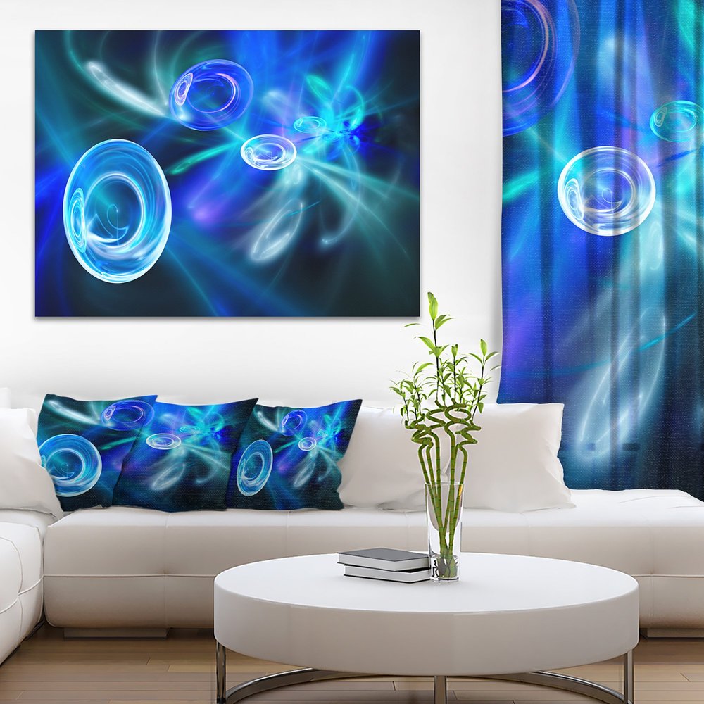 Blue Fractal Desktop Abstract Canvas Art Print