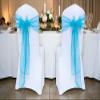 MDS Pack of 25 PCS Organza Chair Sashes Wider Dining Chair Bows Ribbon Tie Back for Wedding Party Birthday Bridal Shower Reception Event Banquet Home Chair Cover Decoration - Light Teal view 2