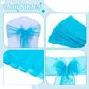 MDS Pack of 25 PCS Organza Chair Sashes Wider Dining Chair Bows Ribbon Tie Back for Wedding Party Birthday Bridal Shower Reception Event Banquet Home Chair Cover Decoration - Light Teal view 4