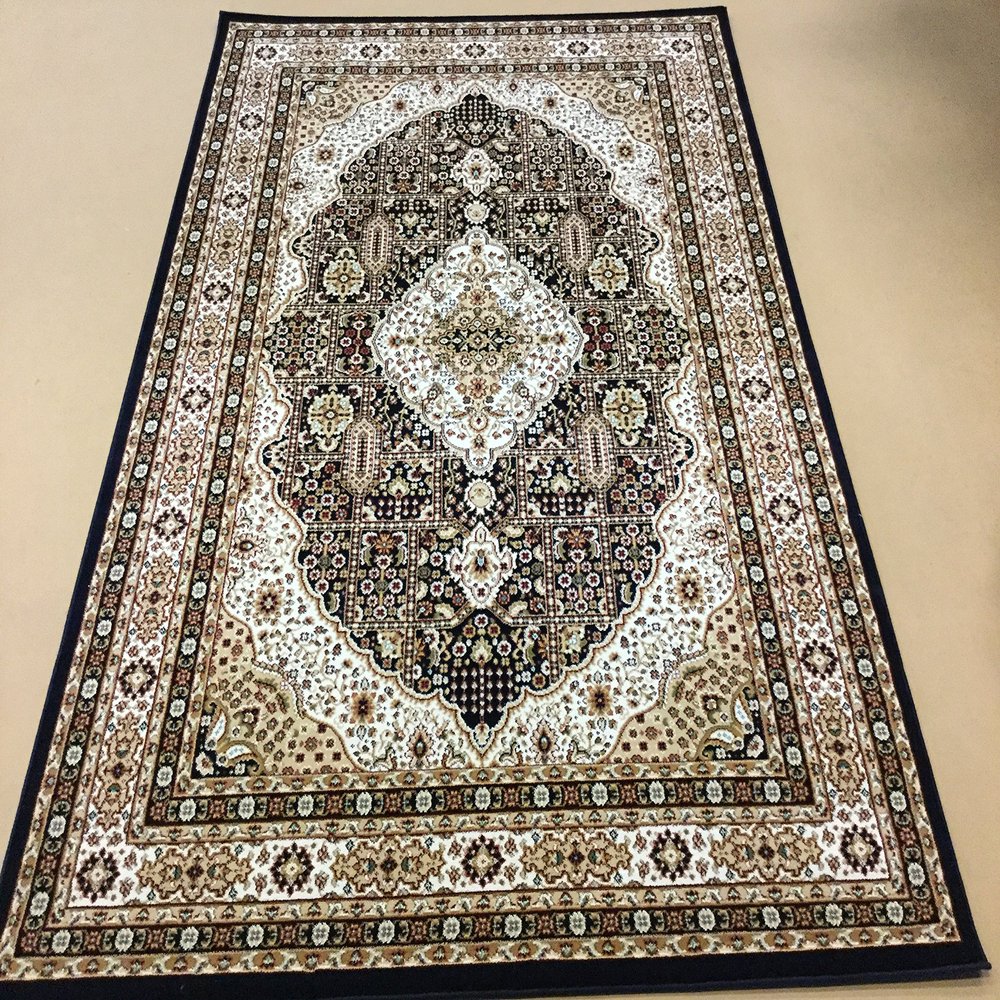 5' x 8' Beautiful Navy/Cream Traditional Rugs Made in Turkey (5 x 8, Green/Cream)