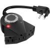 Outdoor Light Timer Waterproof, 24 Hours Plug in Timer with 2, 4, 6 or 8 Hours Countdown Mode, 3 Grounded Dusk to Dawn Electrical Outlet for Outdoor Backyard Garden Patio Lights Christmas Decorations view 1