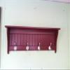 Wood Country Coat Rack Wall Shelf Country Display Rack 36" Pine Rack Wine Red view 1