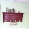 Wood Country Coat Rack Wall Shelf Country Display Rack 36" Pine Rack Wine Red view 3