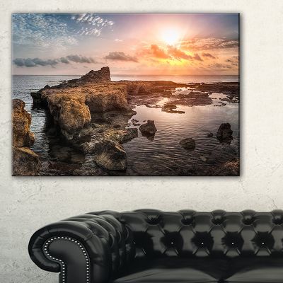 Designart PT11031-40-30 Sunset Over Rocky African Coast-Oversized Beach Canvas Artwork-40X30, 30'' H x 40'' W x 1'' D 1P