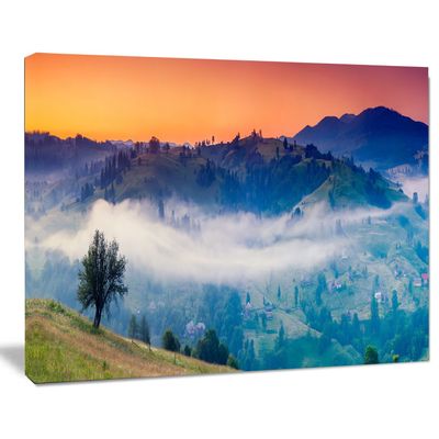 Designart PT11225-20-12 Fantastic Blue Mountains Panorama-Landscape Wall Art Canvas Print-20x12, 12" H x 20" W x 1" D 1P