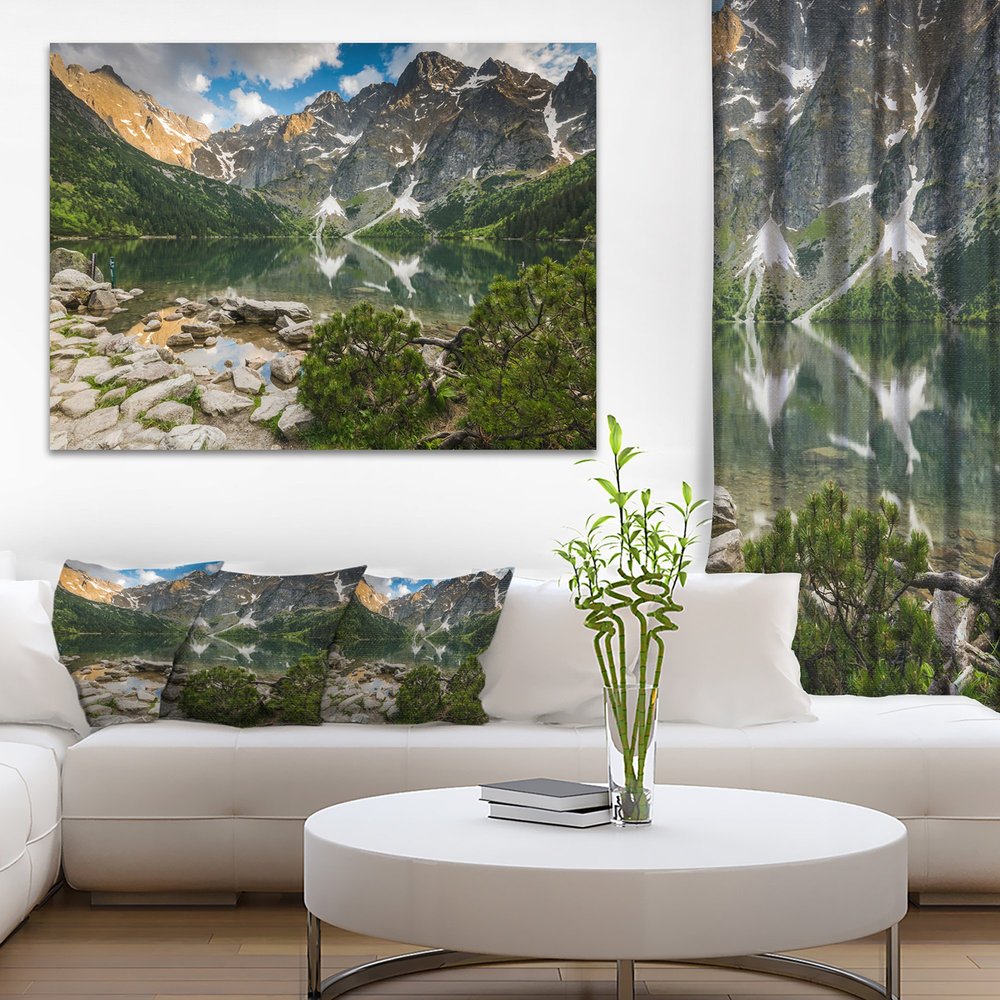 Sunset Over High Mountains Landscape Canvas Art Print