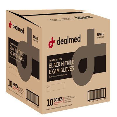Dealmed Black Nitrile Exam Gloves  Disposable Multi-Purpose Use Medical Gloves Use for First Aid and Medical Facilities, 100 Count (Small, Pack of 10)