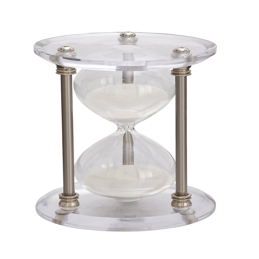 Deco 79 Metal Hourglass Sand Timer with Acrylic Base, 6" x 6" x 9", Silver