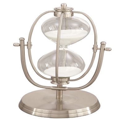 Deco 79 53425 Iron Swivel Hour Glass, 12" x 6", Silver