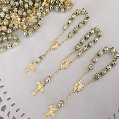25 Pc Baptism Favors Mini Rosaries Gold Plated/ Recuerditos De Bautismo/ Christening Favors/ Decenarios/ Decades/ Finger Rosaries by Hand made