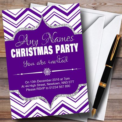 Chevrons Purple White & Silver Personalized Christmas/New Year/Holiday Pa...