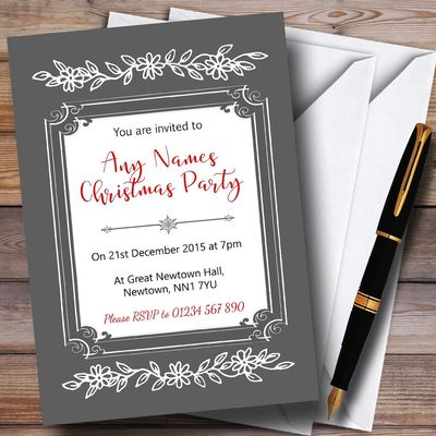 Classique Grey Personalized Christmas/New Year/Holiday Party Invitations