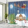 Ambesonne Christmas Shower Curtain, Classical Xmas Scenery Santa Delivering Presents Rudolf The Red Nosed Reindeer, Cloth Fabric Bathroom Decor Set with Hooks, 69" W x 84" L, Slate Blue view 4