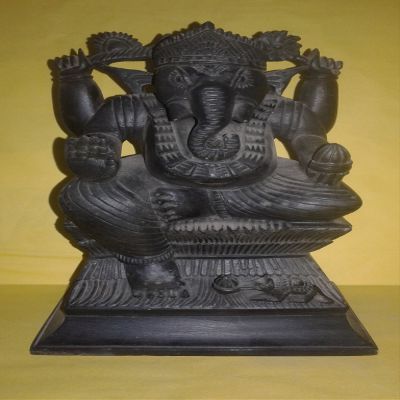 Natural Soapstone Ganesh Ji Statue 9" inch Sitting Sculpture Home Office Decor Vastu Beautifully Simple Handmade Home Gift Purpose Ganesh Chaturthi Pooja Purpose Decor Showpiece Lord Idol For Gifting