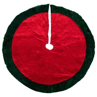 Northlight 60" Red Traditional Christmas Tree Skirt with Green Border Trim