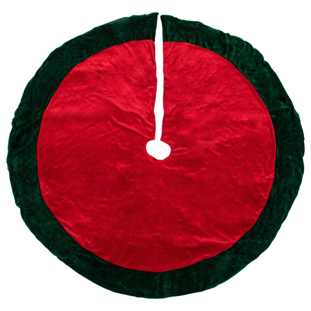 Northlight 60" Red Traditional Christmas Tree Skirt with Green Border Trim