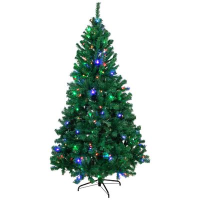 Northlight 6" Pre-Lit Medium Mixed Classic Pine Artificial Christmas Tree, Multi Color LED Lights