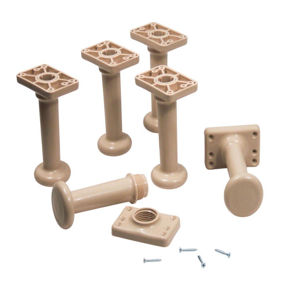 7" Plastic Bed Legs or Risers for Box Spring to Replace Metal Frame (Twin/Twin XL (6 Legs), Pebble/Sand) -Universal BedLegs Brand