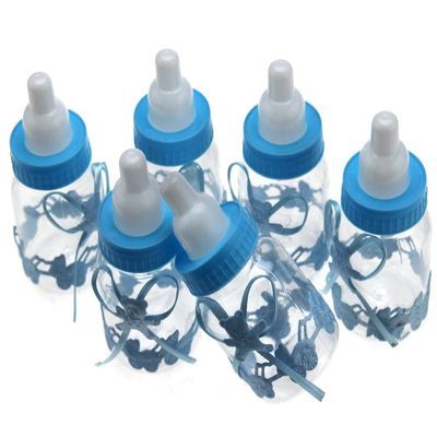 Micro Traders 24pcs Candy Box Fillable Bottles Baby Shower Party Christening Blue Candy Bottle