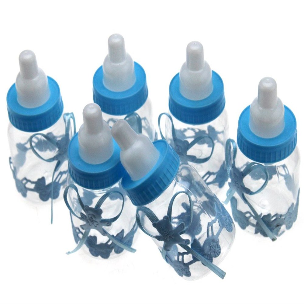 Micro Traders 24pcs Candy Box Fillable Bottles Baby Shower Party Christening Blue Candy Bottle
