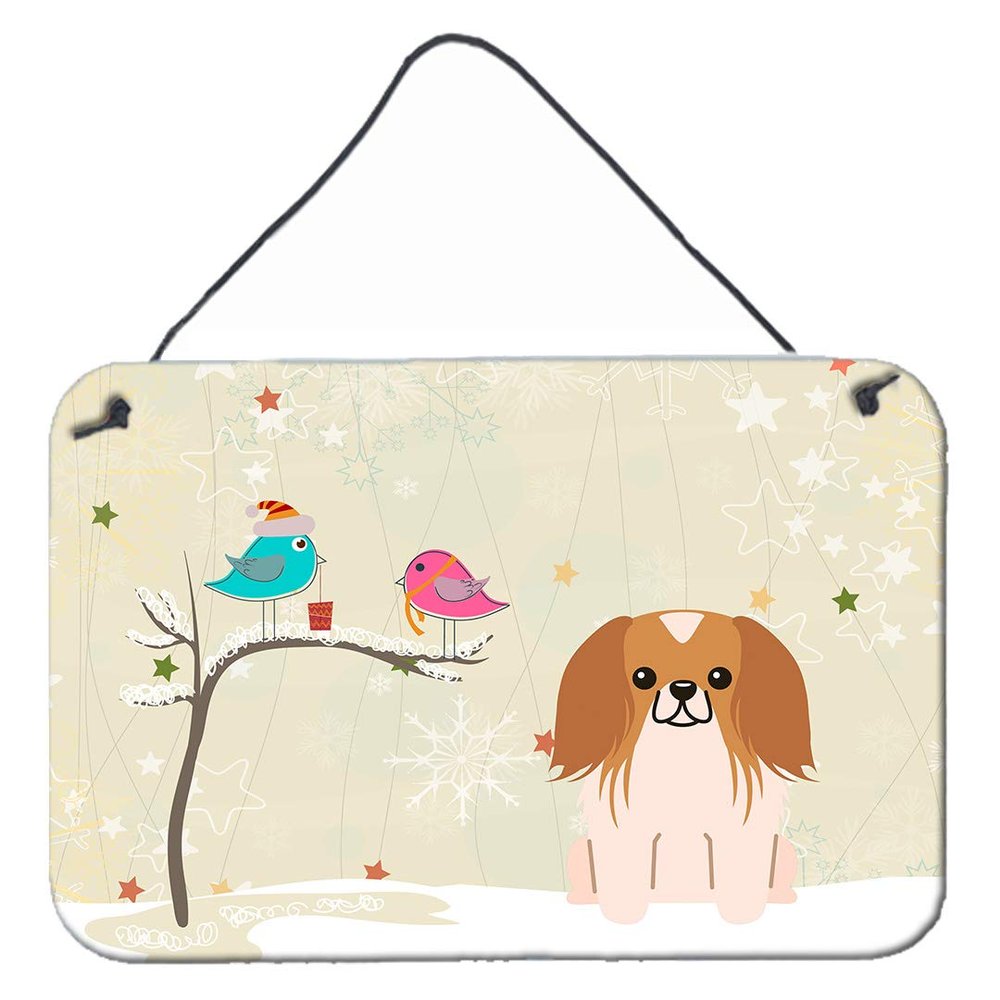 Caroline's Treasures BB2575DS812 Between Friends Pekingese - Red and White Wall or Door Hanging Prints Aluminum Metal Sign Kitchen Wall Bar Bathroom Plaque Home Decor, 8x12, Multico