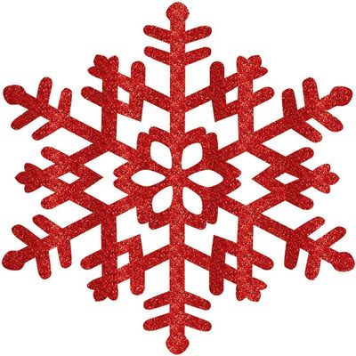 Red Snowflake Glitter Christmas Decoration | Plastic