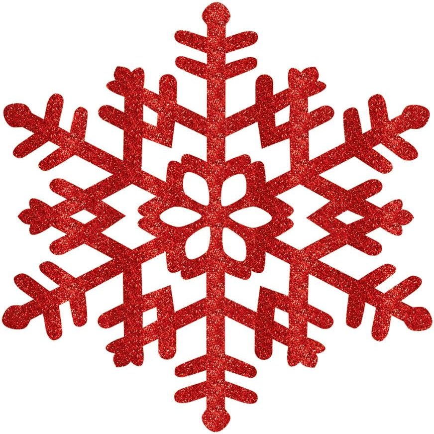 Red Snowflake Glitter Christmas Decoration | Plastic