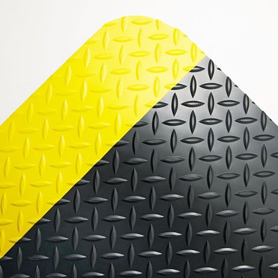 Crown CD0035YB Industrial Deck Plate Anti-Fatigue Mat, Vinyl, 36 x 60, Black/Yellow Border