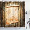 Ambesonne Island Map Shower Curtain, Treasure Map on Rustic Timber X Marks The Grunge Spot Nautical Pirates Concept, Cloth Fabric Bathroom Decor Set with Hooks, 69" W x 84" L, Cream Brown view 1