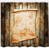 Ambesonne Island Map Shower Curtain, Treasure Map on Rustic Timber X Marks The Grunge Spot Nautical Pirates Concept, Cloth Fabric Bathroom Decor Set with Hooks, 69" W x 84" L, Cream Brown view 2