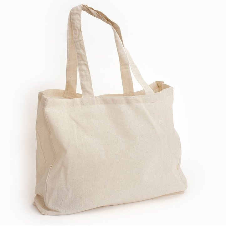 Basic Blank Cotton Reusable Tote Bags 100% Cotton Totes, 15"W x 16"H (12, Natural)