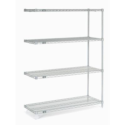 Nexel Stainless Steel Wire Shelving Add-On, 48" W x 24" D x 63" H