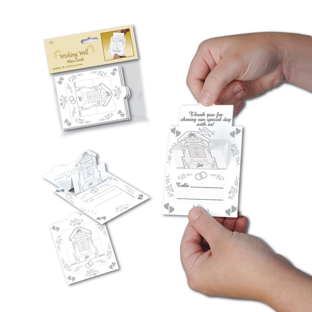 Party Central Club Pack of 144 Wedding or Anniversary Themed Wishing Well Place Cards 3.5"