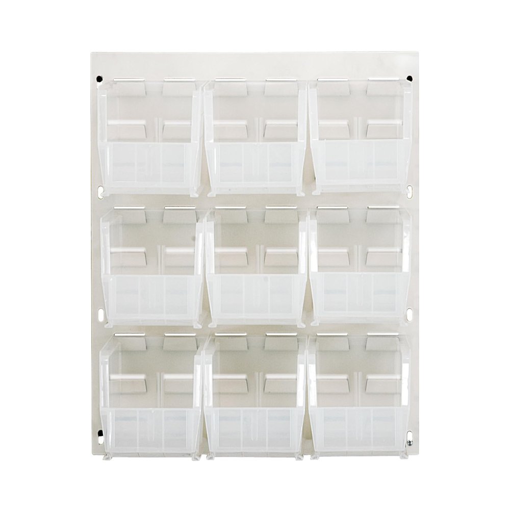 Quantum Storage QLP-1819HC-230-9CL Oyster White Louvered Panels Complete Package with Bins, 18" L x 19" H, Clear