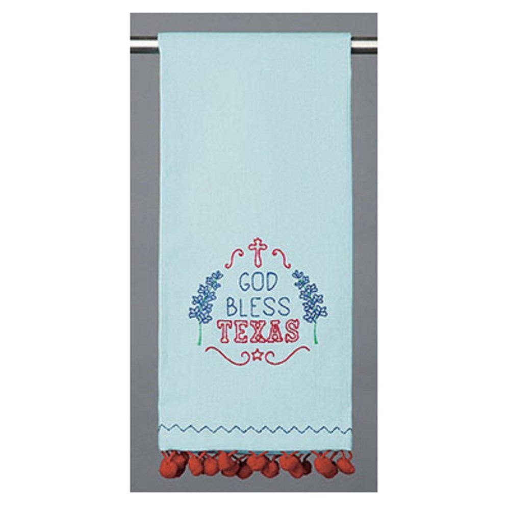 Peking Handicraft God Bless Texas Pom Kitchen Hand Towel