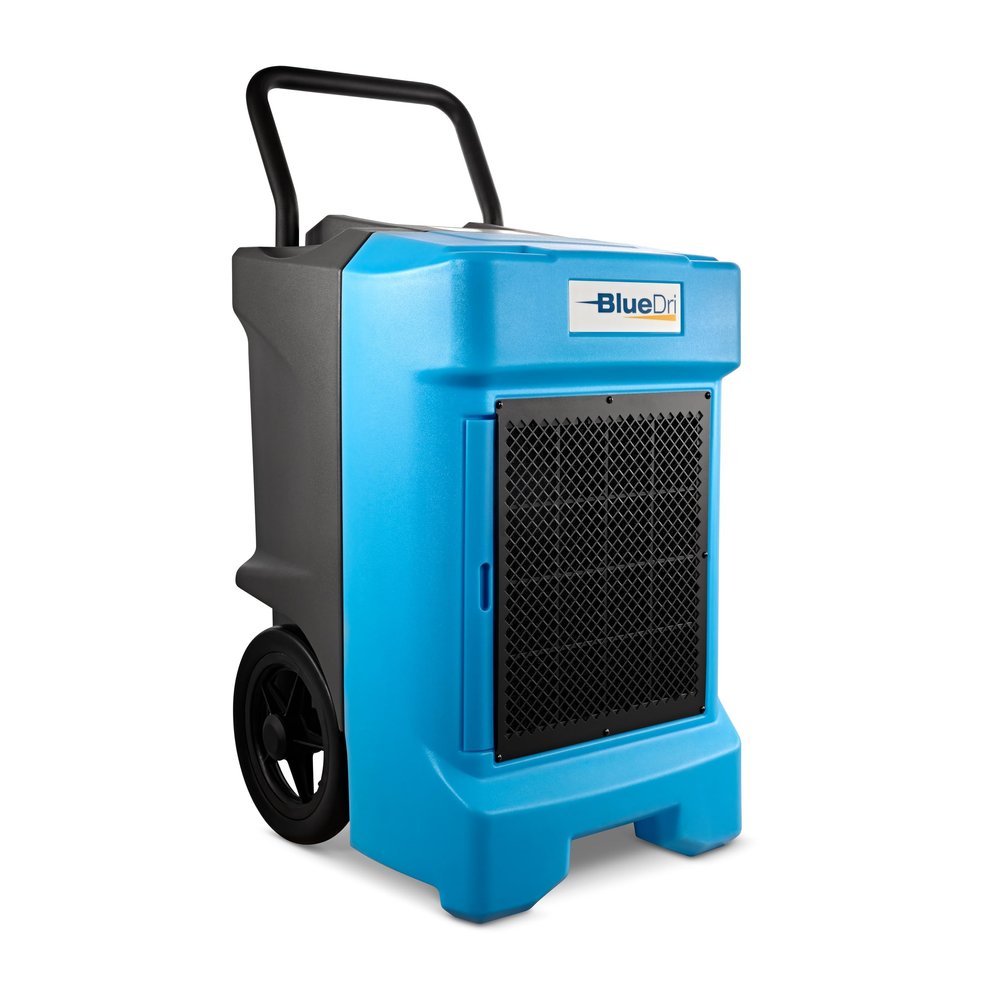 BlueDri BD-BD-130-BL Industrial Commercial Dehumidifier with Hose for Basements in Homes and Job Sites, Blue