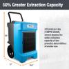 BlueDri BD-BD-130-BL Industrial Commercial Dehumidifier with Hose for Basements in Homes and Job Sites, Blue view 2
