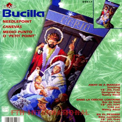 Bucilla Needlepoint Away In a Manger 18" Stocking 84417