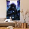 Ambesonne Fantasy World Tapestry, Surreal Werewolf Electric Eyes in Full Moon Transformation Folkloric, Wall Hanging for Bedroom Living Room Dorm Decor, 40" X 60", Purple Blue view 2
