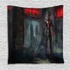 Ambesonne Fantasy World Tapestry, Fictional Reverent Character in Building Dark Gothic Demonic Devil Print, Wall Hanging for Bedroom Living Room Dorm Decor, 40" X 60", Grey Red view 1
