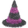 Amscan Family Friendly Halloween 3D Witch Hat Tinsel Hanging Decoration, Black/Purple, 6" x 5 3/4" view 1